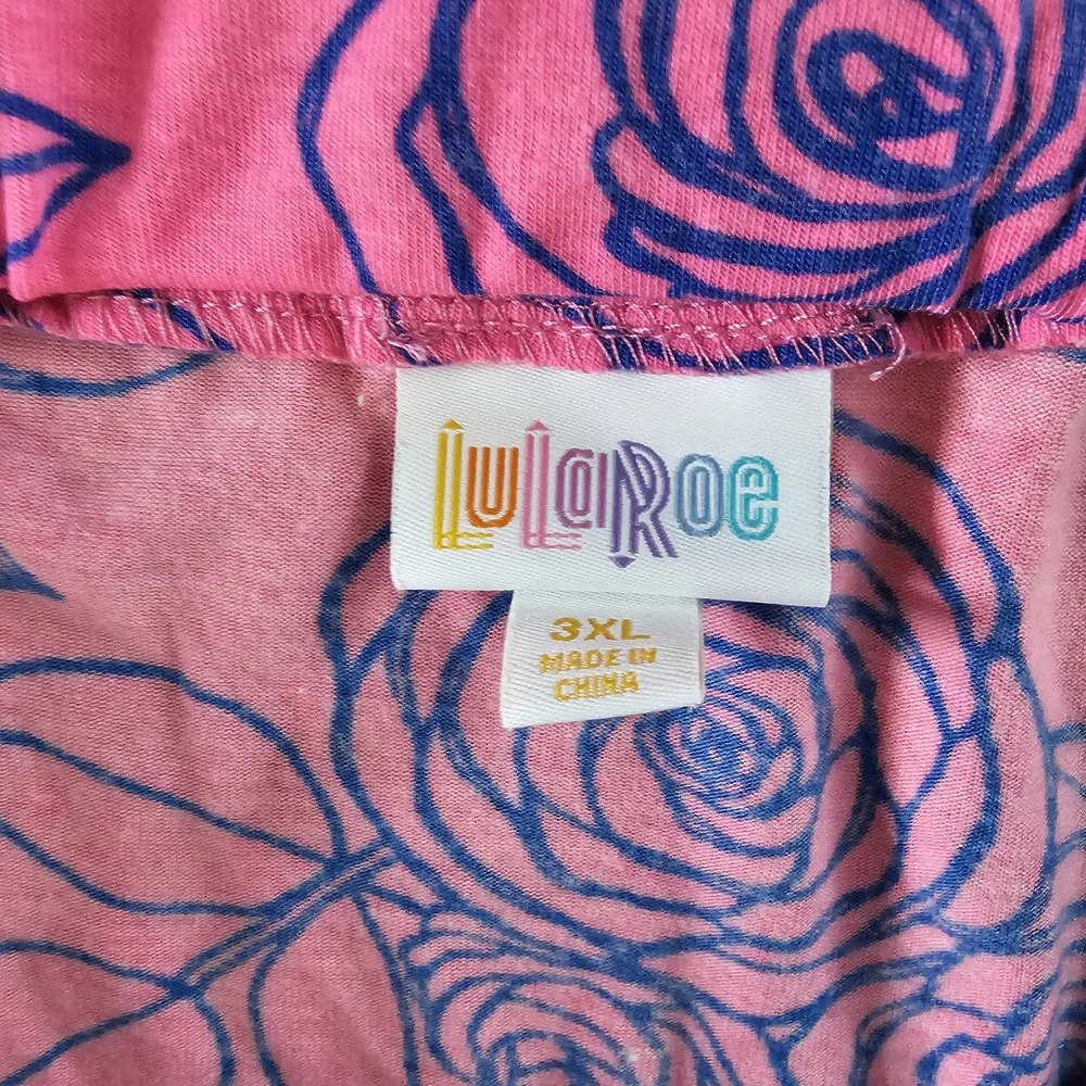 LuLaRoe Plus Size Pink and Blue Floral Maxi Skirt